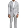 Tazio Men's 2pc Slim Fit Executive Suit - Peak Lapel -Stylish Men's Formal Wear m287s silver