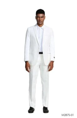 Tazio Men's 2pc Slim Fit Executive Suit - Peak Lapel 7 Tazio Men's 2pc Slim Fit Executive Suit - Peak Lapel -Stylish Men's Formal Wear m287s white