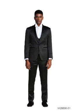 Tazio Men's 3 Piece Skinny Fit Suit - Slight Shine