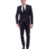 Tazio Men's 2 Piece Executive Suit - Bold Colors -Stylish Men's Formal Wear m301h 01black
