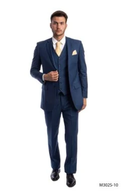 Demantie Men's 3 Piece Solid Executive Suit - Fashion Business 17 Demantie Men's 3 Piece Solid Executive Suit - Fashion Business -Stylish Men's Formal Wear m302 10 indigo