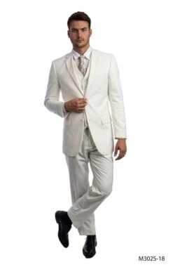 Demantie Men's 3 Piece Solid Executive Suit - Fashion Business 19 Demantie Men's 3 Piece Solid Executive Suit - Fashion Business -Stylish Men's Formal Wear m302 18 off white