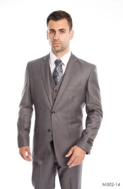 Demantie Men's 3 Piece Solid Executive Suit - Fashion Business 24 Demantie Men's 3 Piece Solid Executive Suit - Fashion Business -Stylish Men's Formal Wear m302 grey