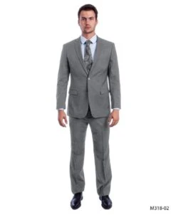 Sean Alexander Men's 2 Piece Executive Suit - Notch Lapel -Stylish Men's Formal Wear m318ltgrey
