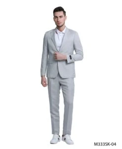 Tazio Men's 2 Piece Skinny Fit Suit - Solid Color -Stylish Men's Formal Wear m333sk 04 light grey