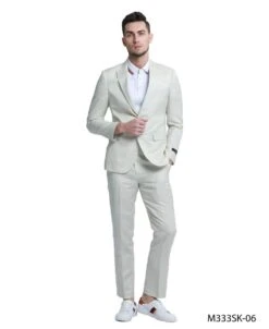Tazio Men's 2 Piece Skinny Fit Suit - Solid Color -Stylish Men's Formal Wear m333sk 06 ivory