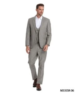 Tazio Men's 3 Piece Skinny Fit Suit - Solid Textured -Stylish Men's Formal Wear m335sk 06 2