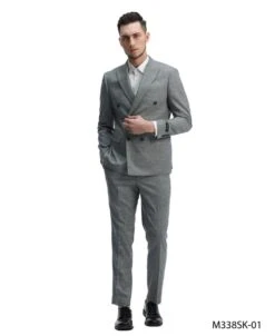 Tazio Men's 2 Piece Skinny Fit Suit - Sharkskin