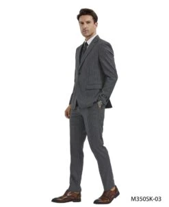 Tazio Men's 3 Piece Skinny Fit Suit - Banker Pinstripe -Stylish Men's Formal Wear m350sk 03 01 65672.1637352082