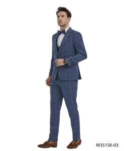 Tazio Men's 4 Piece Skinny Fit Suit - Bold Windowpane -Stylish Men's Formal Wear m351sk 0301 35285.1634084818