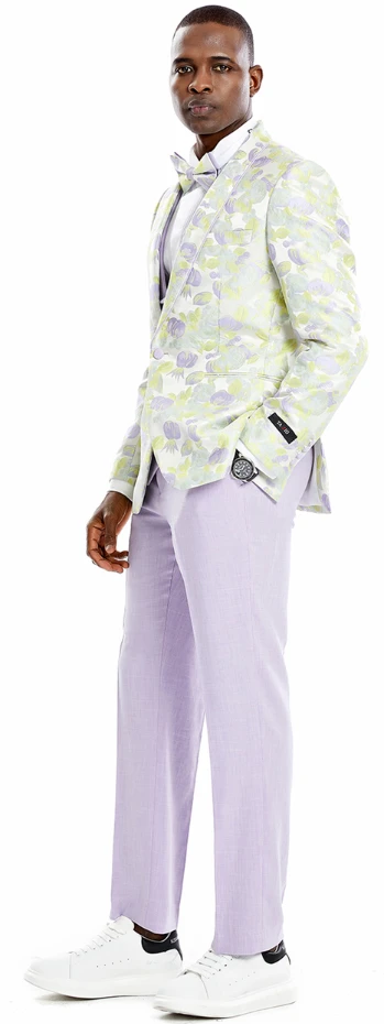 Tazio Men's 4 Piece Skinny Fit Suit - Light Paisley 4 Tazio Men's 4 Piece Skinny Fit Suit - Light Paisley - Image 2