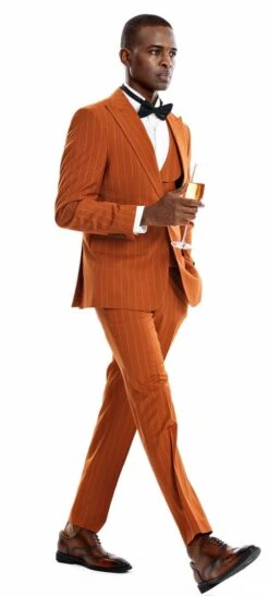 Tazio Men's 3 Piece Skinny Fit Suit - Sleek Pinstripe -Stylish Men's Formal Wear m369sk 1 opt