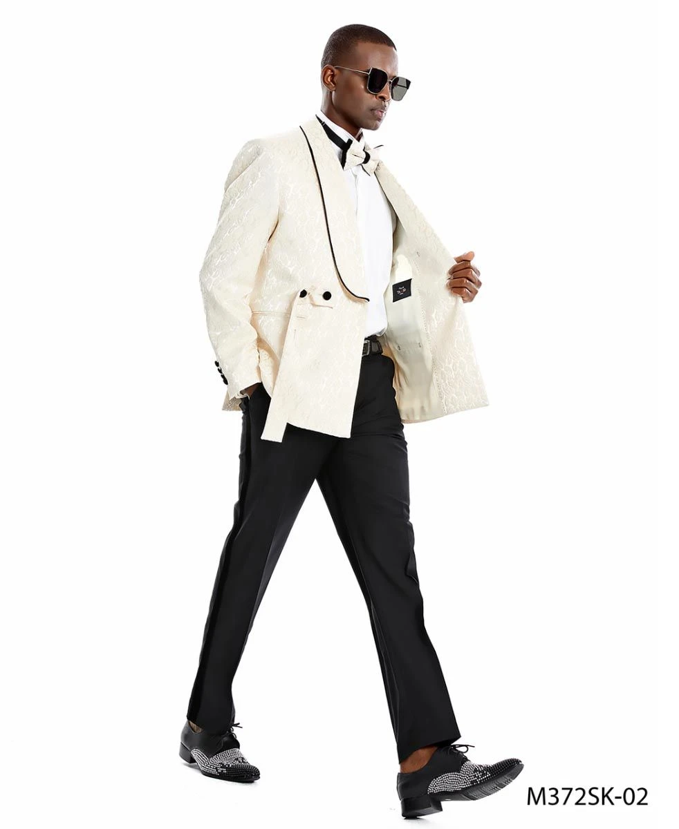 Tazio Men's 2 Piece Skinny Fit Suit - Dark Trim Paisley 6 Tazio Men's 2 Piece Skinny Fit Suit - Dark Trim Paisley - Image 4