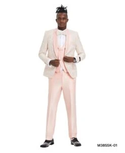 Tazio Men's 3 Piece Skinny Fit Suit - Paisley