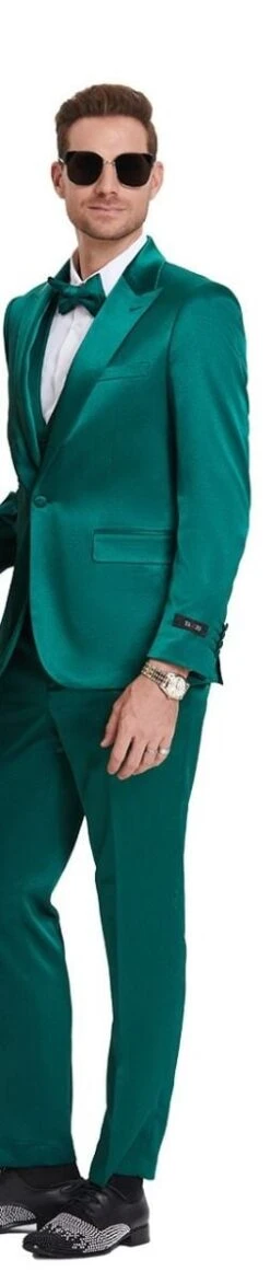 Tazio Men's 3 Piece Skinny Fit Suit - Sharkskin -Stylish Men's Formal Wear m390sk 07