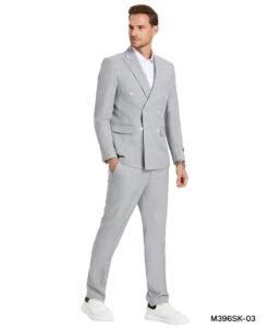 Tazio Men's 2 Piece Skinny Fit Suit - Light Pinstripe -Stylish Men's Formal Wear m396sk 03