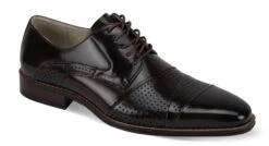 Giovanni Men's Leather Dress Shoe - Layered Perforations