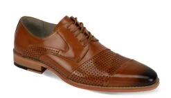 Giovanni Men's Leather Dress Shoe - Layered Perforations -Stylish Men's Formal Wear marcello tan 05