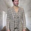 Statement Men's 100% Wool 3 Piece Suit - Electric Plaid 1 Statement Men's 100% Wool 3 Piece Suit - Electric Plaid -Stylish Men's Formal Wear massari tan