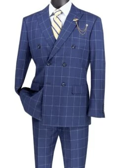 Vinci Men's 2 Piece Modern Fit Suit - Windowpane