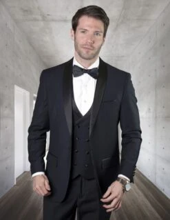 Statement Men's 3 Piece Wool Tuxedo - Classic Tuxedo -Stylish Men's Formal Wear mgm navy