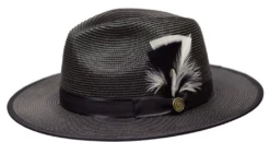 Bruno Capelo Men's Fedora Style Straw Hat - Flat Brim Hat