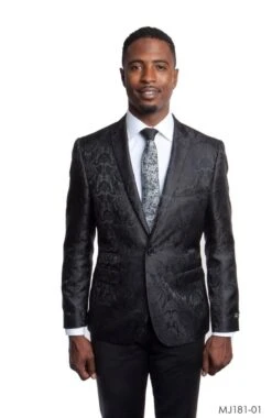 Tazio Men's Classic Fashion Slim Fit Sport Coat - Floral Pattern