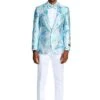 Tazio Men's Classic Fashion Sport Coat - With Layered Floral Pattern -Stylish Men's Formal Wear mj289s 02 blue