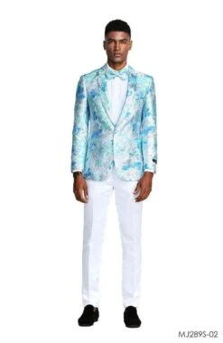 Tazio Men's Classic Fashion Sport Coat - With Layered Floral Pattern