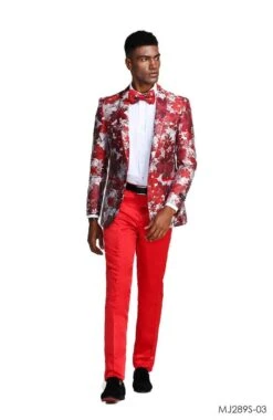 Tazio Men's Classic Fashion Sport Coat - Layered Floral Pattern -Stylish Men's Formal Wear mj289s 03 36117 2