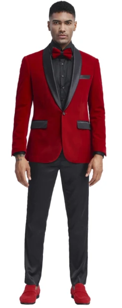 Tazio Men's Classic Fashion Sport Coat - Light Velvet -Stylish Men's Formal Wear mj302s red