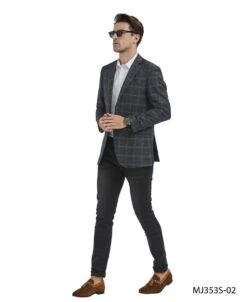 Tazio Men's Classic Fashion Sport Coat - Plaid Pattern -Stylish Men's Formal Wear mj353s 02 01 89298.1637356467