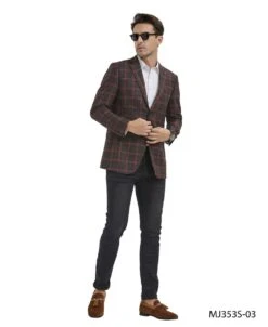 Tazio Men's Classic Fashion Sport Coat - Plaid Pattern -Stylish Men's Formal Wear mj353s 03 01 55613.1637356479