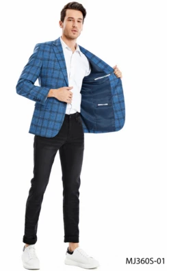 Tazio Men's Classic Fashion Sport Coat - Glen Plaid