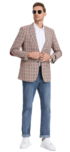 Tazio Men's Classic Fashion Sport Coat - Glen Check