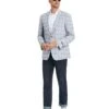 Tazio Men's Classic Fashion Sport Coat - Classic Glen Plaid -Stylish Men's Formal Wear mj368s 01 blue