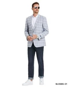 Tazio Men's Classic Fashion Sport Coat - Classic Glen Plaid