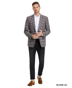 Tazio Men's Classic Fashion Sport Coat - Classic Glen Check 7 Tazio Men's Classic Fashion Sport Coat - Classic Glen Check -Stylish Men's Formal Wear mj369 03 camel