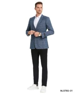 Tazio Men's Classic Fashion Sport Coat - Textured Windowpane
