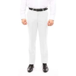 Tazio Men's Flat Front Pants - Classic Style Slacks -Stylish Men's Formal Wear mp100s white 20442