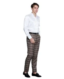 Tazio Men's Skinny Fit Pants - Glen Check -Stylish Men's Formal Wear mp111sk 01un 68118