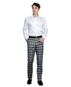 Tazio Men's Skinny Fit Pants - Glen Check -Stylish Men's Formal Wear mp111sk 02un 98557