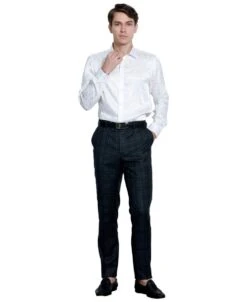 Tazio Men's Skinny Fit Pants - Bold Plaid -Stylish Men's Formal Wear mp112sk 01un 18491