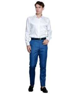 Tazio Men's Skinny Fit Pants - Bold Plaid -Stylish Men's Formal Wear mp112sk 03 50138
