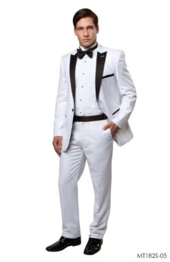 Bryan Michaels Men's 2pc Slim Fit Tuxedo - Dark Accents -Stylish Men's Formal Wear mt182s 05 bl 11545