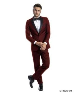 Bryan Michaels Men's 2pc Slim Fit Tuxedo - Dark Accents -Stylish Men's Formal Wear mt182s 08 burgundy