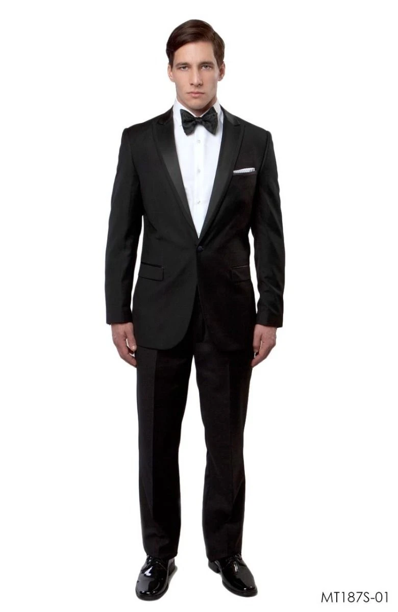 Bryan Michaels Men's 2pc Slim Fit Tuxedo - Satin Lapel With Trim