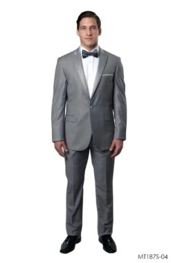 Bryan Michaels Men's 2pc Slim Fit Tuxedo - Satin Lapel With Trim -Stylish Men's Formal Wear mt187s 04 bl 24265