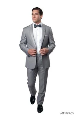 Bryan Michaels Men's 2pc Slim Fit Tuxedo - Satin Lapel With Trim -Stylish Men's Formal Wear mt187s 05 bl 25994