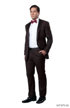 Bryan Michaels Men's 2pc Slim Fit Tuxedo - Satin Lapel With Trim -Stylish Men's Formal Wear mt187s 06 bl 01424